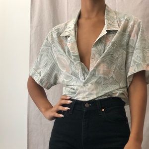 Vintage cotton med resort season print button up